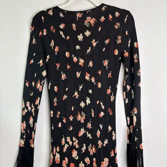 Paco Rabanne Floral Fringe Midi Dress